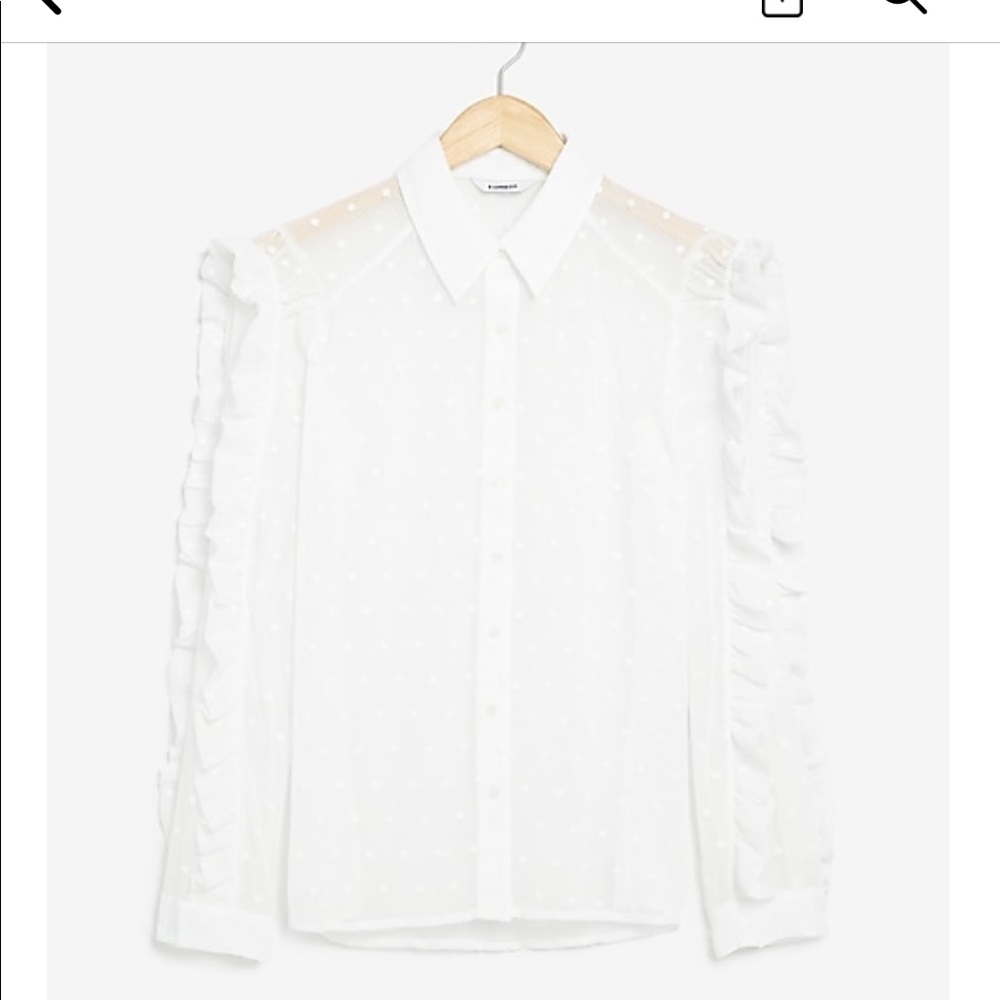 Express Sheer Ruffle Sleeve Polka Dot Shirt NWT